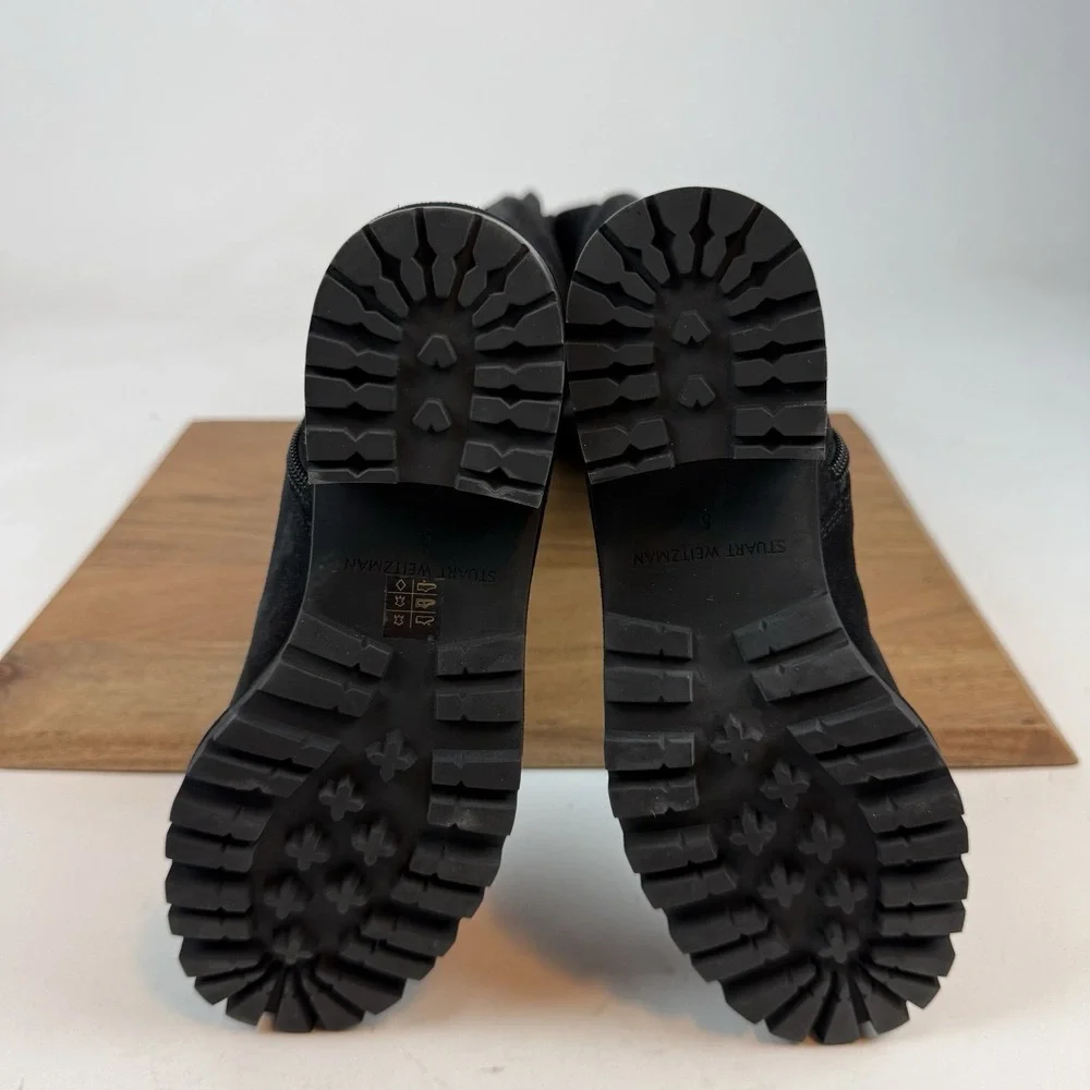 New Womens Stuart‎ Weitzman Amber Black Suede Over The Knee Boots Size 5 B